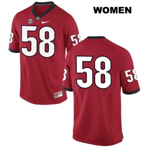 Women's Georgia Bulldogs NCAA #58 Blake Anderson Nike Stitched Red Authentic No Name College Football Jersey XMC6454BB